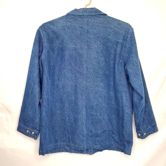 Northern Reflections Lined Denim Jacket Size L Vintage Cotton Embroidered Plaid - Picture 2 of 10